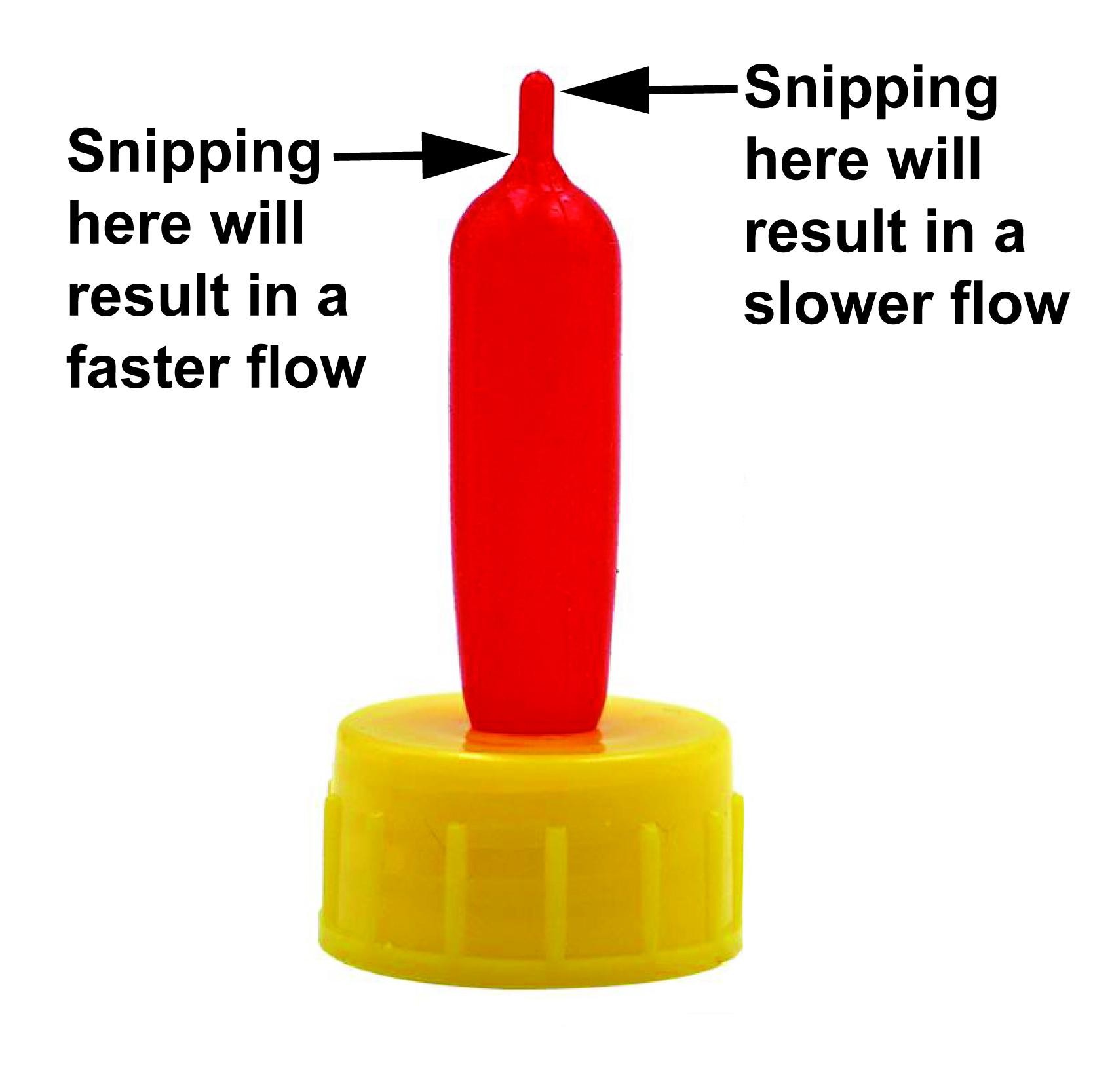 Figure 2b. *Pritchard teat showing where to snip the tip to adjust milk flow. Image: Maegan Perdue