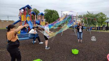 Youth participating in activity