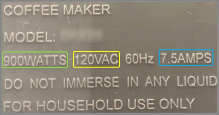 Coffee maker data label