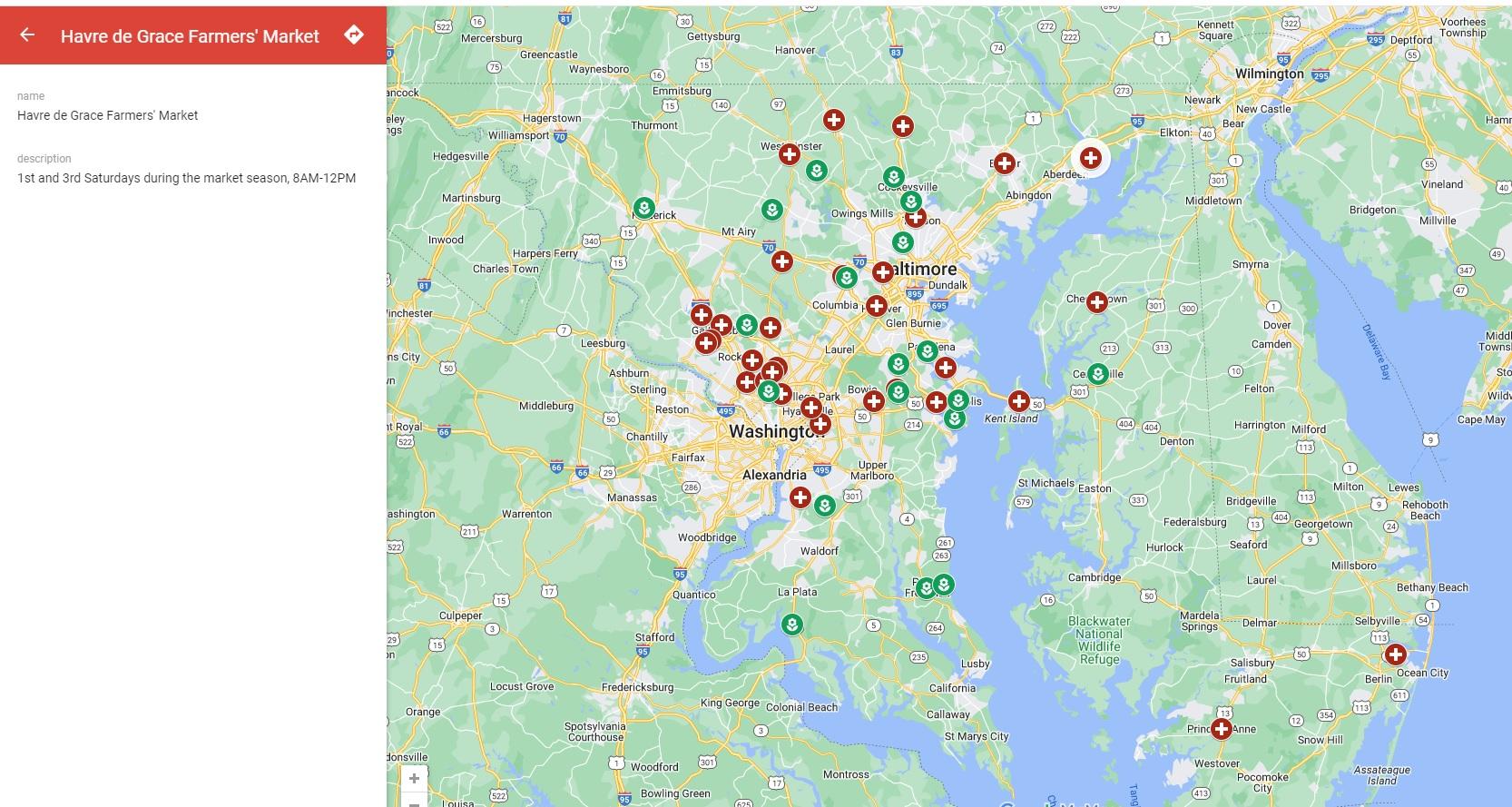 Map of Master Gardener plant clinic and demonstration garden locations