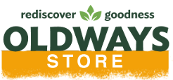 Oldways store rediscover goodness text with orange and green