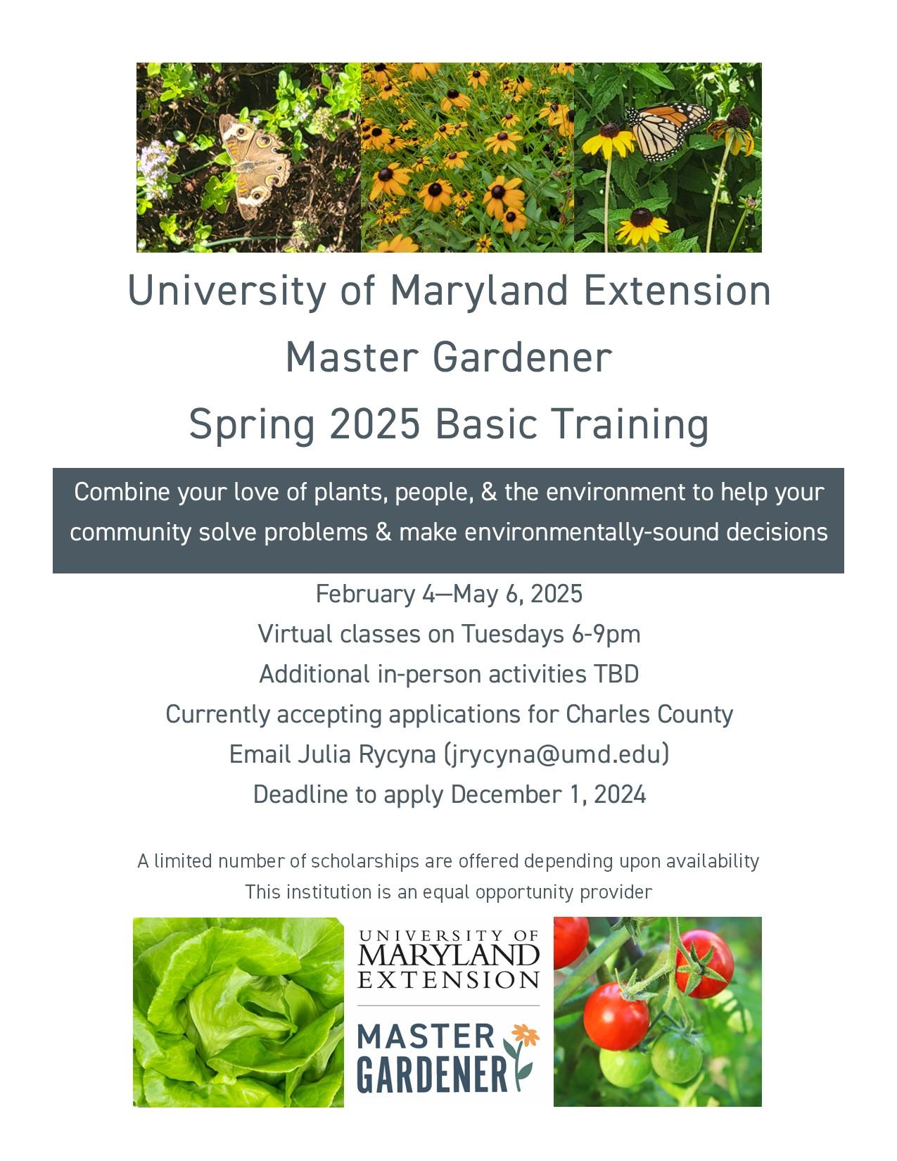 Charles County MG Training Classes Flyer for 2025