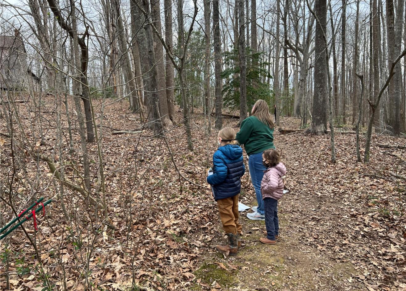 Youth standing in a forest