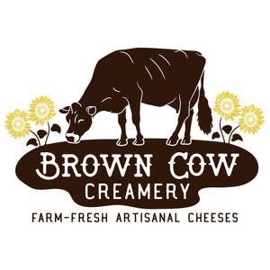 Logo with brown cow silhouette 