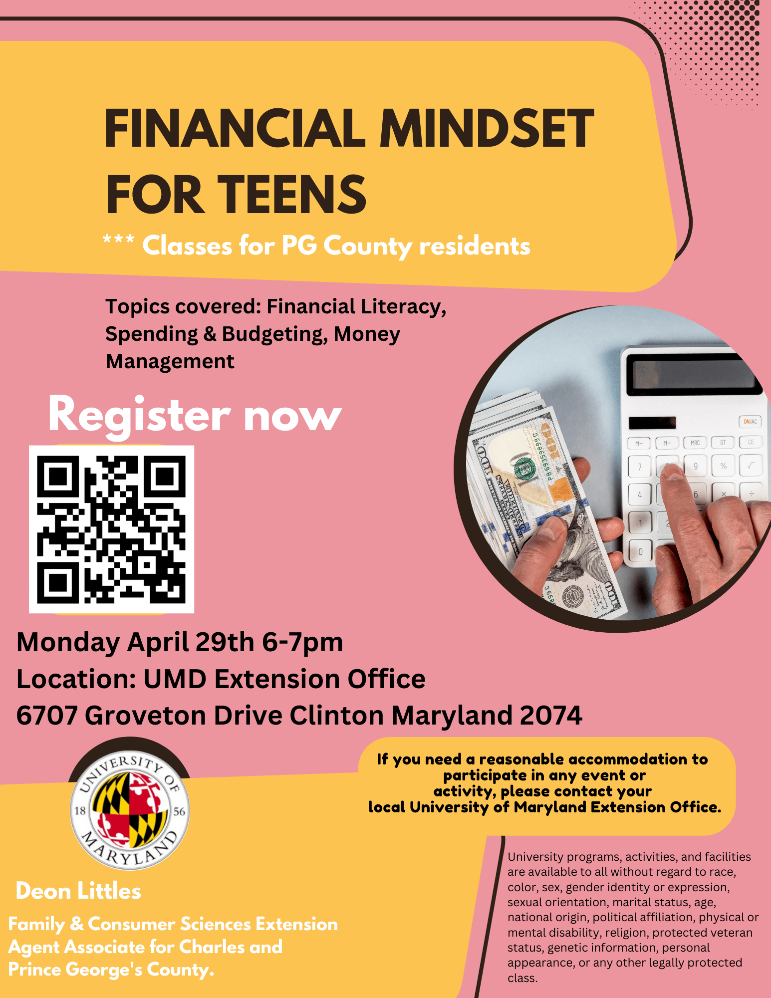 finance, workshop, training, money, wellness, maryland, day, umd, extension, fcs