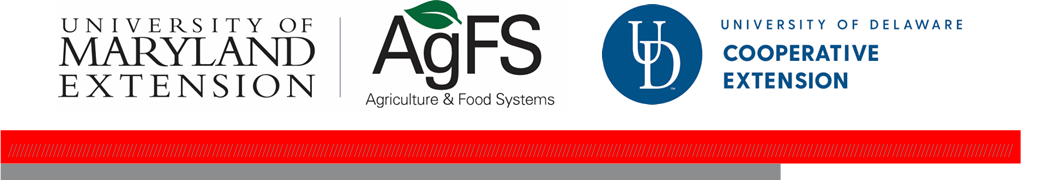 University of Maryland Extension, Agriculture and Food Systems, and University of Delaware Cooperatve Extension logos