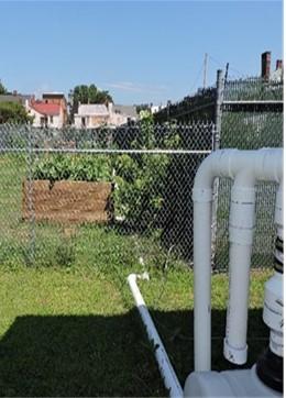 Pipe connecting the rainwater collection