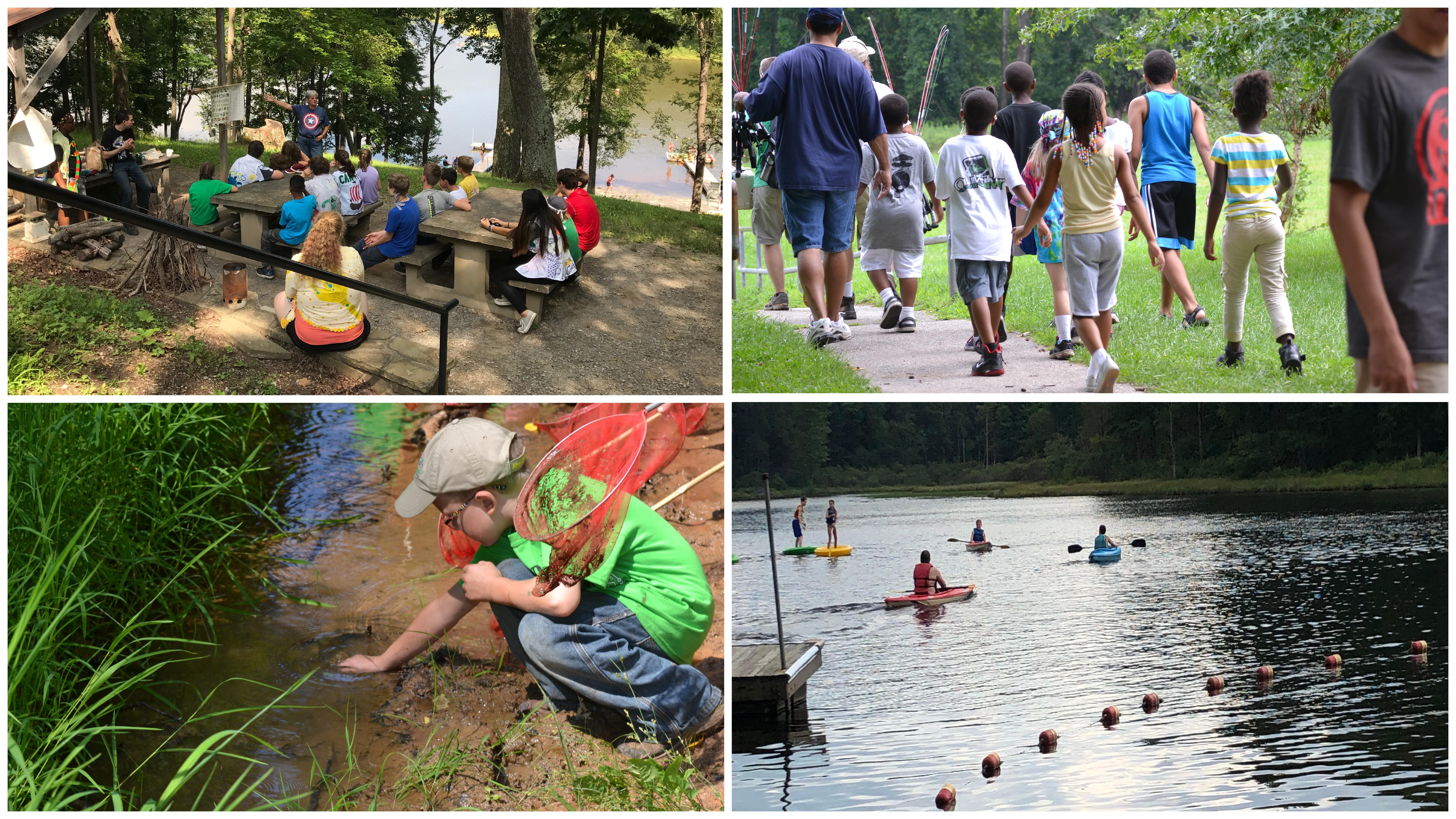 Camping in woods, lake, stream to go fishing or tadpole hunting