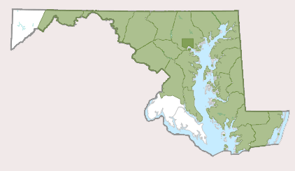 Reported distribution of winter creeper in Maryland,  from Maryland Biodiversity Project.