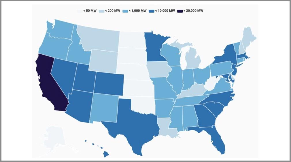 Figure 9: Cumulative U.S. solar installation by state (SEIA, 2021d).