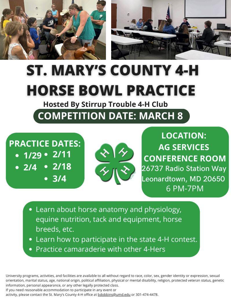 Horse Bowl Practice flyer 2025 SM